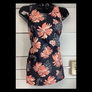 Orange and black two piece swimsuit.